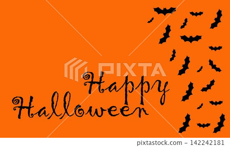 Happy Halloween Banner on a orange background Happy Halloween Banner on a orange background 142242181