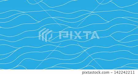 Seamless white line wave pattern. Blue Water waves. Wavy line vector flat Seamless white line wave pattern. Blue Water waves. Wavy line vector flat 142242211