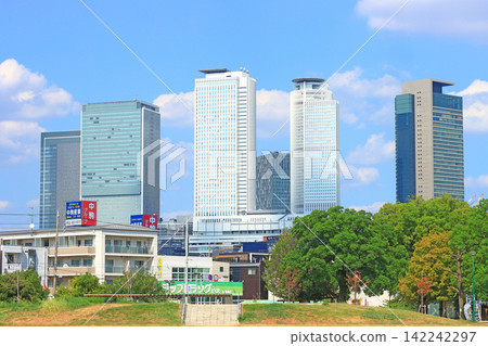 A view of the skyscrapers around Nagoya Station from Yoneno Park in Nagoya City, Aichi Prefecture A view of the skyscrapers around Nagoya Station from Yoneno Park in Nagoya City, Aichi Prefecture 142242297