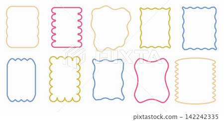 Set of pastel free line form , zig zag frame, groovy graphic design border, vector line element, modern rough style Set of pastel free line form , zig zag frame, groovy graphic design border, vector line element, modern rough style 142242335