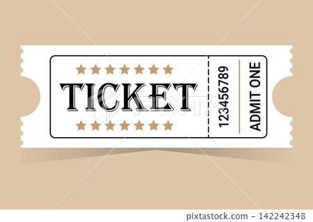White ticket for one person on a colored background White ticket for one person on a colored background 142242348
