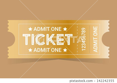 Gold ticket for one person on a colored background Gold ticket for one person on a colored background 142242355
