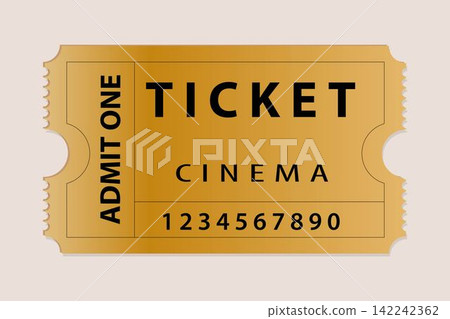 Gold ticket for one person on a colored background Gold ticket for one person on a colored background 142242362