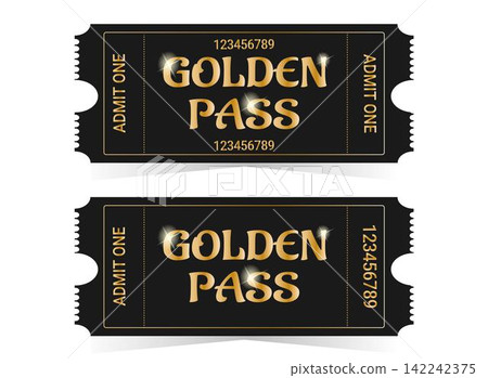 Realistic golden pass illustration set Realistic golden pass illustration set 142242375