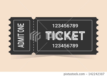 Black ticket for one person on a colored background 142242387