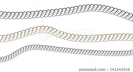 Knit black and white patterns and rope brushes. Versatile set for creative design projects, featuring intricate rope textures, thick and thin rope abstract . 142242638