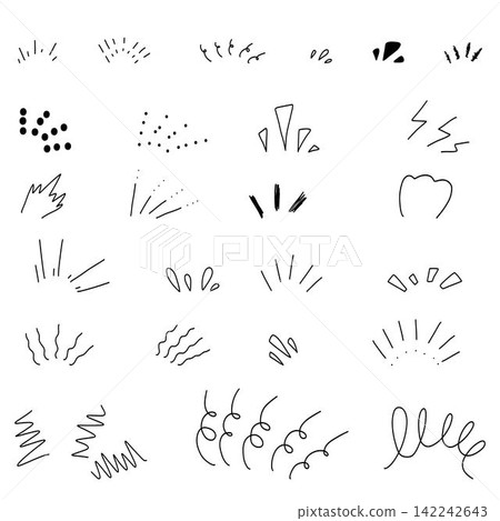 Set of brush inspiration, manga sketch cartoon elements isolated, vector flat graphic 142242643