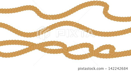 Set of rope lines borders, dividers isolated on a white background. Vector flat design element of rope brush Set of rope lines borders, dividers isolated on a white background. Vector flat design element of rope brush 142242684
