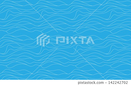 Seamless white line wave pattern. Blue Water waves. Wavy line vector flat Seamless white line wave pattern. Blue Water waves. Wavy line vector flat 142242702