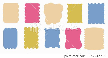 Set of pastel free form , zig zag frame, groovy graphic design border, vector element, modern rough style 142242703