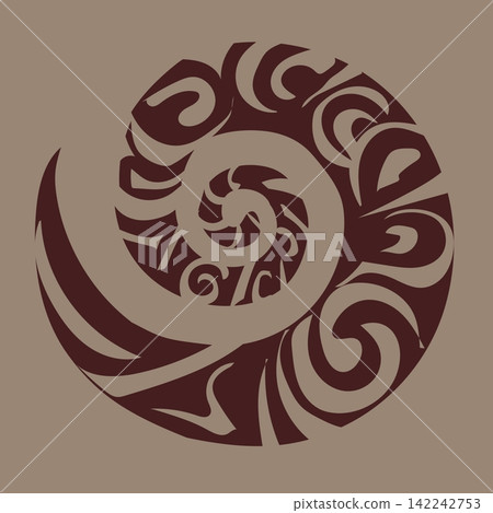 Tribal spiral maori isolated, polinesian symbol, swirl ornament vector flat Tribal spiral maori isolated, polinesian symbol, swirl ornament vector flat 142242753