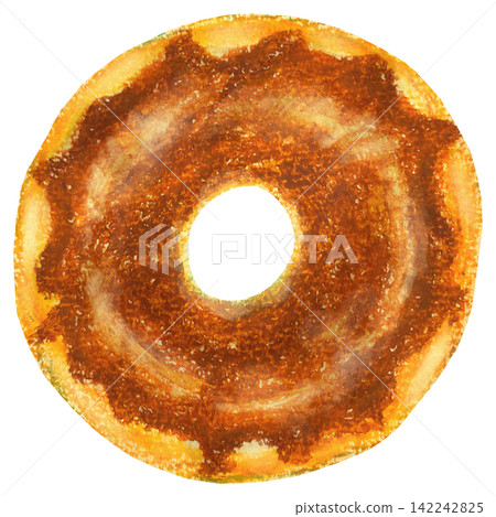 Illustration of a chocolate donut, oil pastel painting. Illustration of a chocolate donut, oil pastel painting. 142242825
