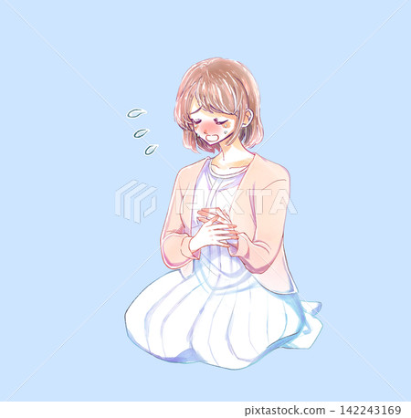 一名女子無法控制地哭泣 142243169