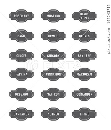 Cardboard stickers or labels for jars of spices and herbs Cardboard stickers or labels for jars of spices and herbs 142243713