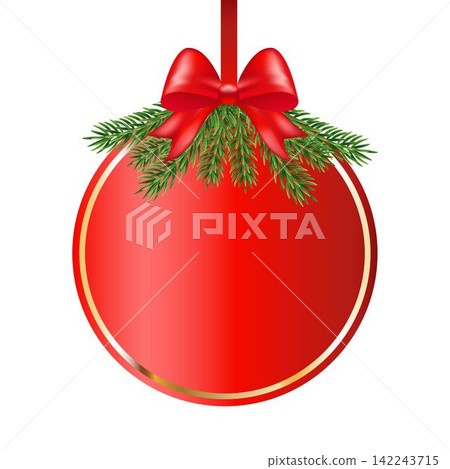 Christmas design, realistic red frame with bow Christmas design, realistic red frame with bow 142243715