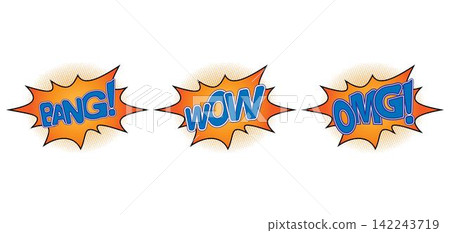 Comic speech bubbles and splashes set 142243719