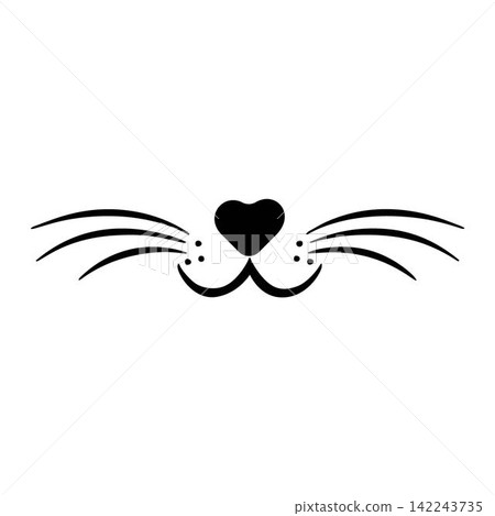 Doodle cat mustache icon isolated on white Doodle cat mustache icon isolated on white 142243735
