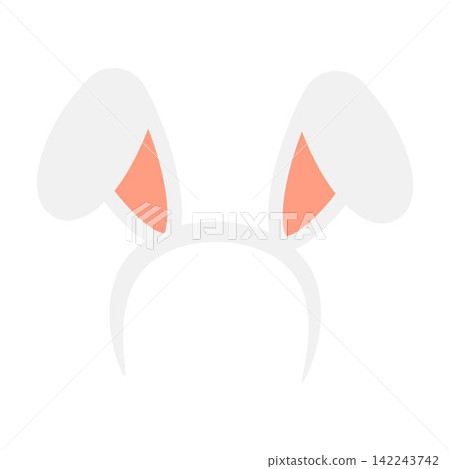 Easter rabbit ears headband  icon  isolated on white background. Flat cartoon easter card design element. Spring hare ear accessory 142243742