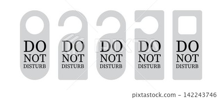 Empty label Hotel room door hanger. Do not disturb label. Isolated on white background. Vector illustration Empty label Hotel room door hanger. Do not disturb label. Isolated on white background. Vector illustration 142243746