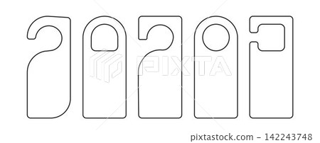 Empty label Hotel room door hanger. Do not disturb label. Isolated on white background. Vector illustration Empty label Hotel room door hanger. Do not disturb label. Isolated on white background. Vector illustration 142243748