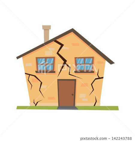 House being damaged by earthquake House being damaged by earthquake 142243788