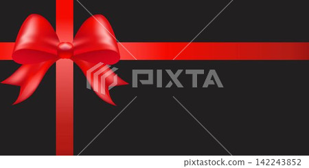 Shiny red color satin ribbon on black background Shiny red color satin ribbon on black background 142243852