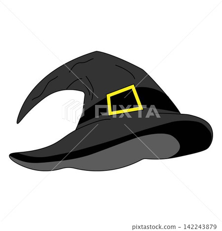 Witch hat with buckle isolated on white background 142243879