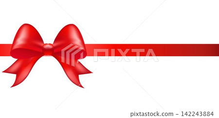 Shiny red color satin ribbon on white background Shiny red color satin ribbon on white background 142243884