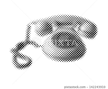 Halftone phone with handset. Dots texture. Contemporary style Halftone phone with handset. Dots texture. Contemporary style 142243910