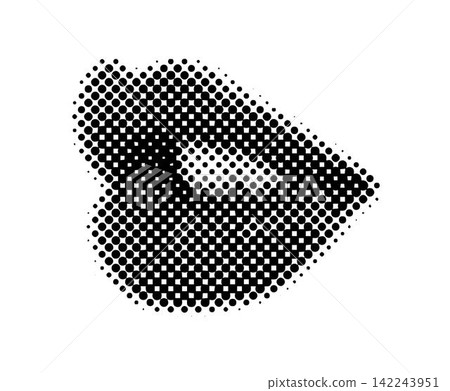 Woman's mouth 90s style halftone shape for trendy collage. Dots texture. Contemporary style Woman's mouth 90s style halftone shape for trendy collage. Dots texture. Contemporary style 142243951