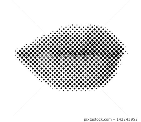 Woman's mouth 90s style halftone shape for trendy collage. Dots texture. Contemporary style 142243952