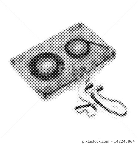 Halftone Audio Cassette. Dots texture. Contemporary style Halftone Audio Cassette. Dots texture. Contemporary style 142243964