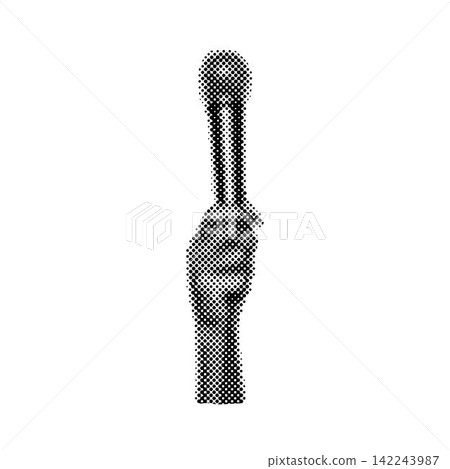 Hands holding microphone. Trendy halftone style. Collage design in trendy retro 90s magazine style Hands holding microphone. Trendy halftone style. Collage design in trendy retro 90s magazine style 142243987