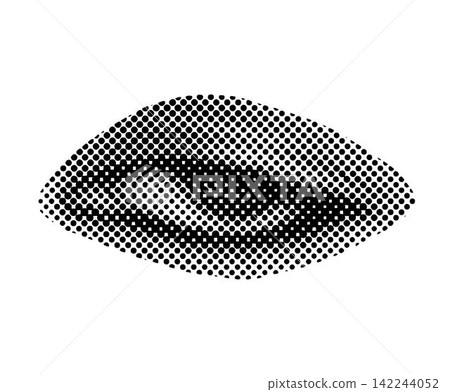 Woman's eye 90s style halftone shape for trendy collage. Dots texture. Contemporary style 142244052