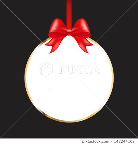 Banner with gold frame and red bow Banner with gold frame and red bow 142244102