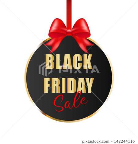 Black Friday banner with black frame and red bow Black Friday banner with black frame and red bow 142244110