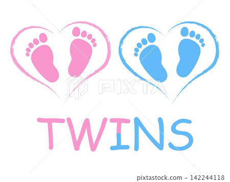 Blue pink vector baby footprints silhouette print design Blue pink vector baby footprints silhouette print design 142244118
