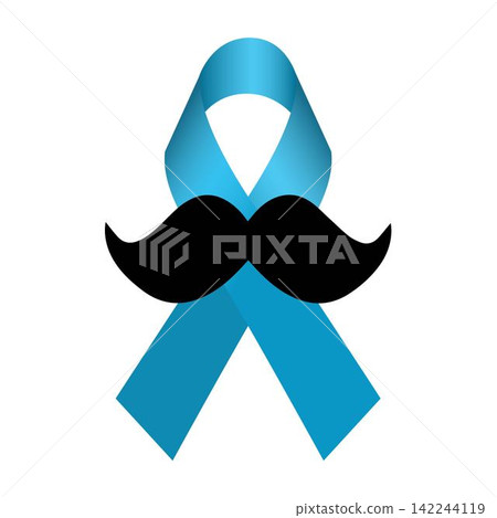 Blue ribbonwith mustache isolated on a white background 142244119