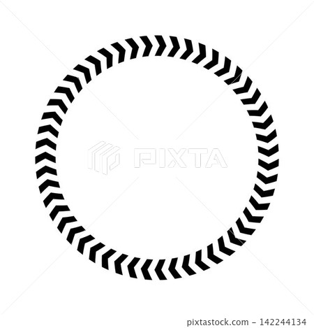 Chevron circle arrow icon. Round arrow frame 142244134