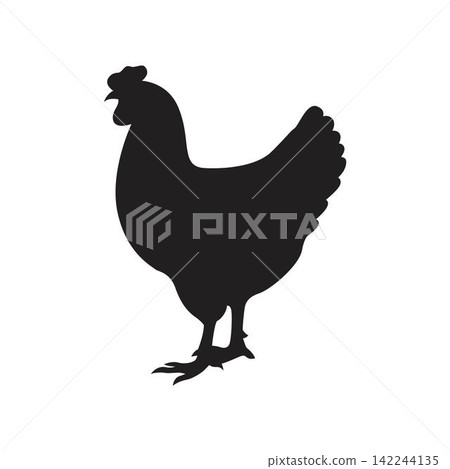 Chicken silhouette.Vector illustration 142244135