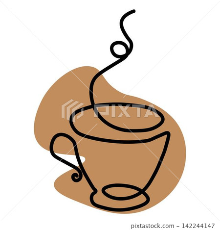 Continuous line drawing of cup of coffee Continuous line drawing of cup of coffee 142244147