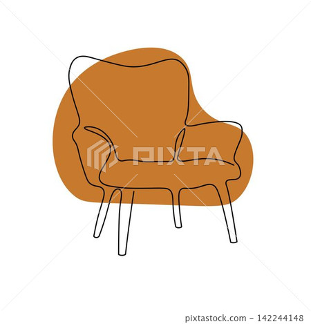 Continuous line drawing of spacious modern armchair furniture. Stylish furniture Hand drawn. Isolated on white background. Vector illustration Continuous line drawing of spacious modern armchair furniture. Stylish furniture Hand drawn. Isolated on white background. Vector illustration 142244148
