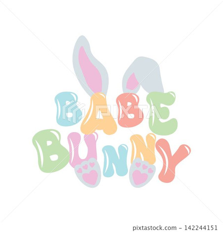 Cute babe Bunny Design. Positive quote in handwritten retro style 142244151