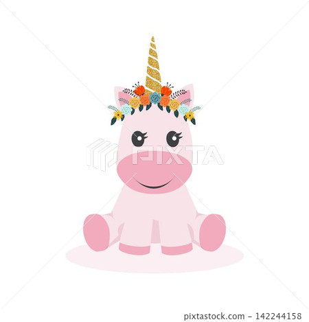 Cute Unicorn isolated on white background Cute Unicorn isolated on white background 142244158