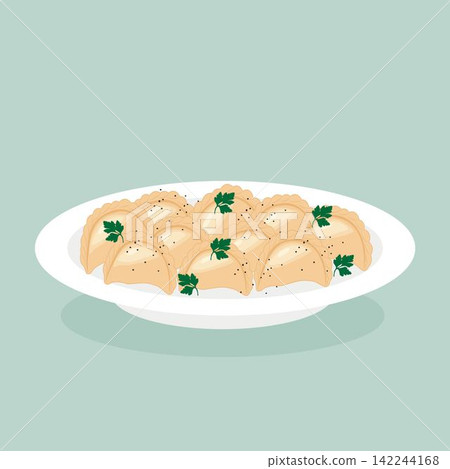 Dumplings with parsley dish of Ukrainian national cuisine Dumplings with parsley dish of Ukrainian national cuisine 142244168