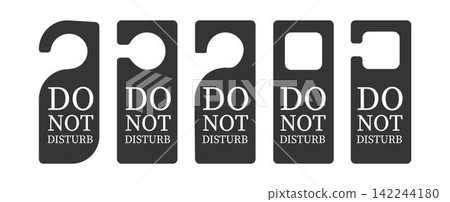 Empty label Hotel room door hanger. Do not disturb label. Isolated on white background. Vector illustration Empty label Hotel room door hanger. Do not disturb label. Isolated on white background. Vector illustration 142244180