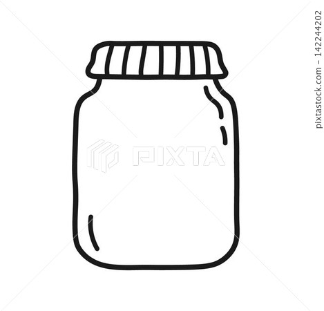 Glass jar with baby food Glass jar with baby food 142244202