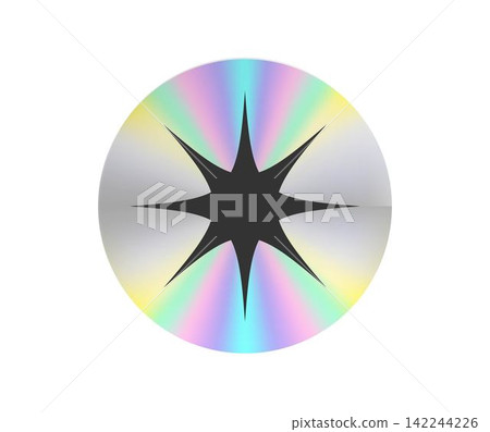 Holographic sticker in a trendy retro y2k style. Vector Graphic with textured foil effect Holographic sticker in a trendy retro y2k style. Vector Graphic with textured foil effect 142244226
