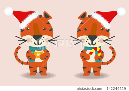 Two cute little tigers cartoon character design Two cute little tigers cartoon character design 142244229
