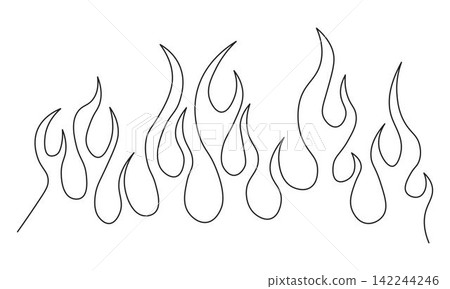 Minimalist silhouette of flame. One line drawing. Design template Minimalist silhouette of flame. One line drawing. Design template 142244246